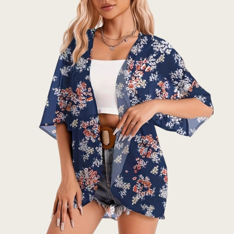 Kimono Sheer Floral - 2025 Kadın Mayo Kimono Hırka Şeffaf