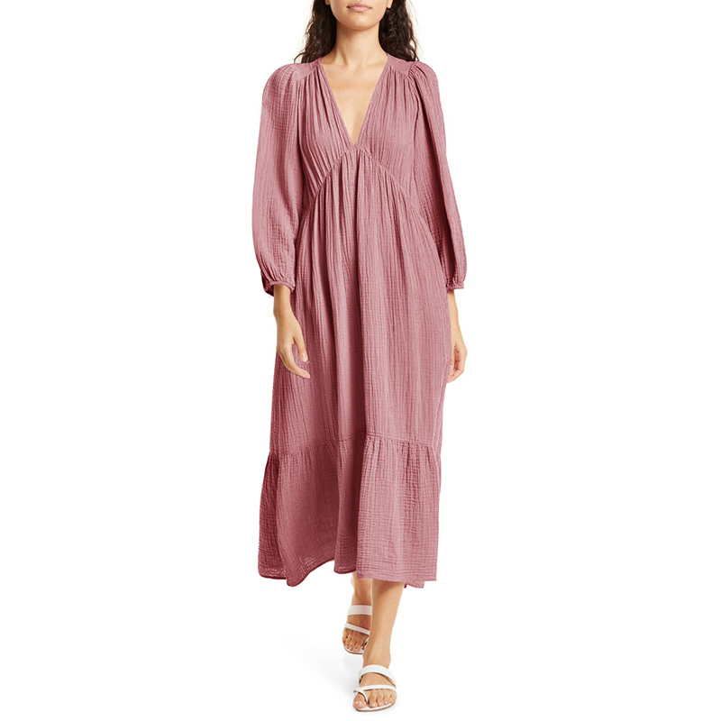 Linen Dress Wrap - Muslin 100% pamuklu uzun kollu tişört