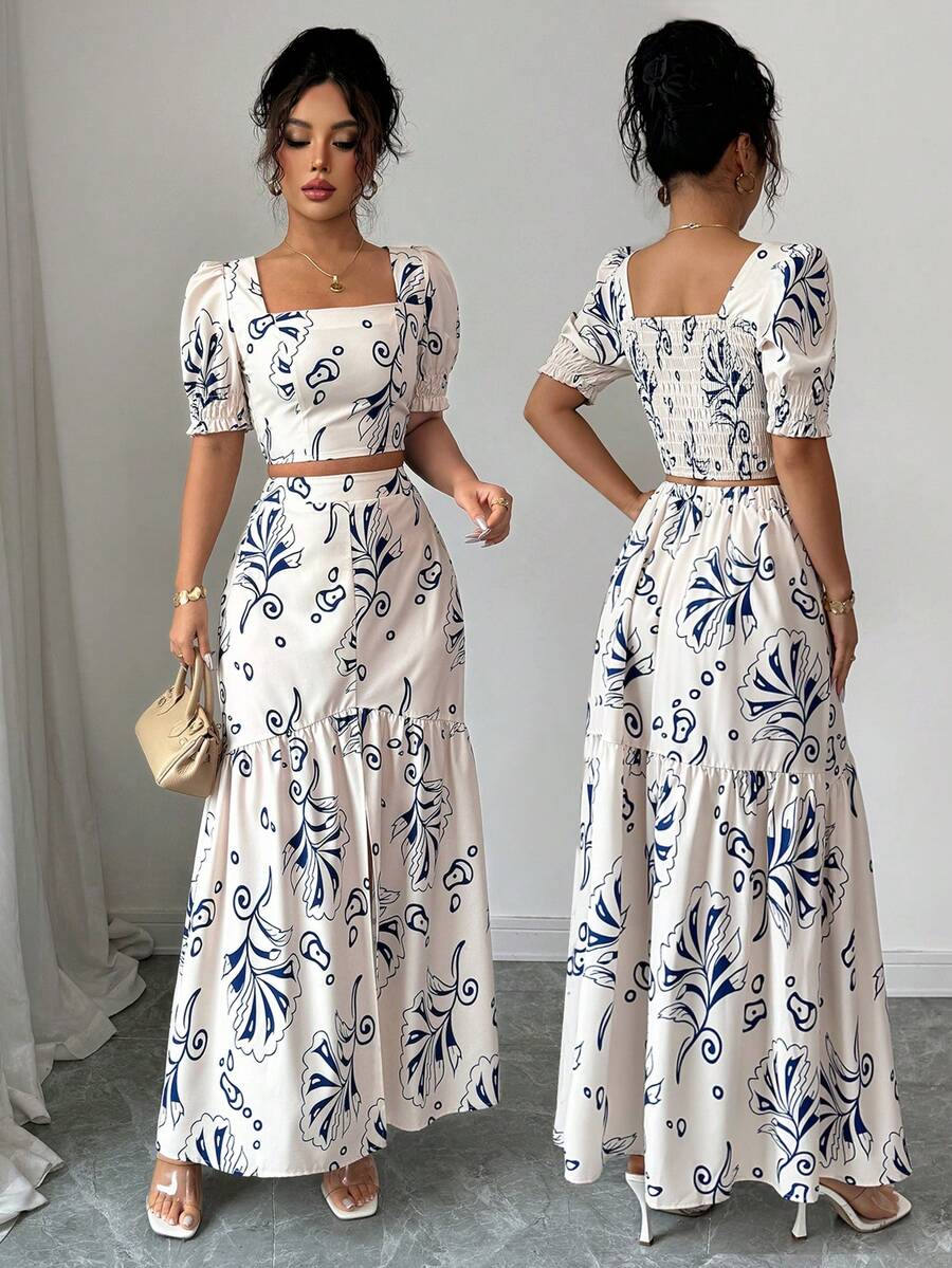 Romper Floral Print - 2026 Kadın Yazlık İki Parçalı Takım,