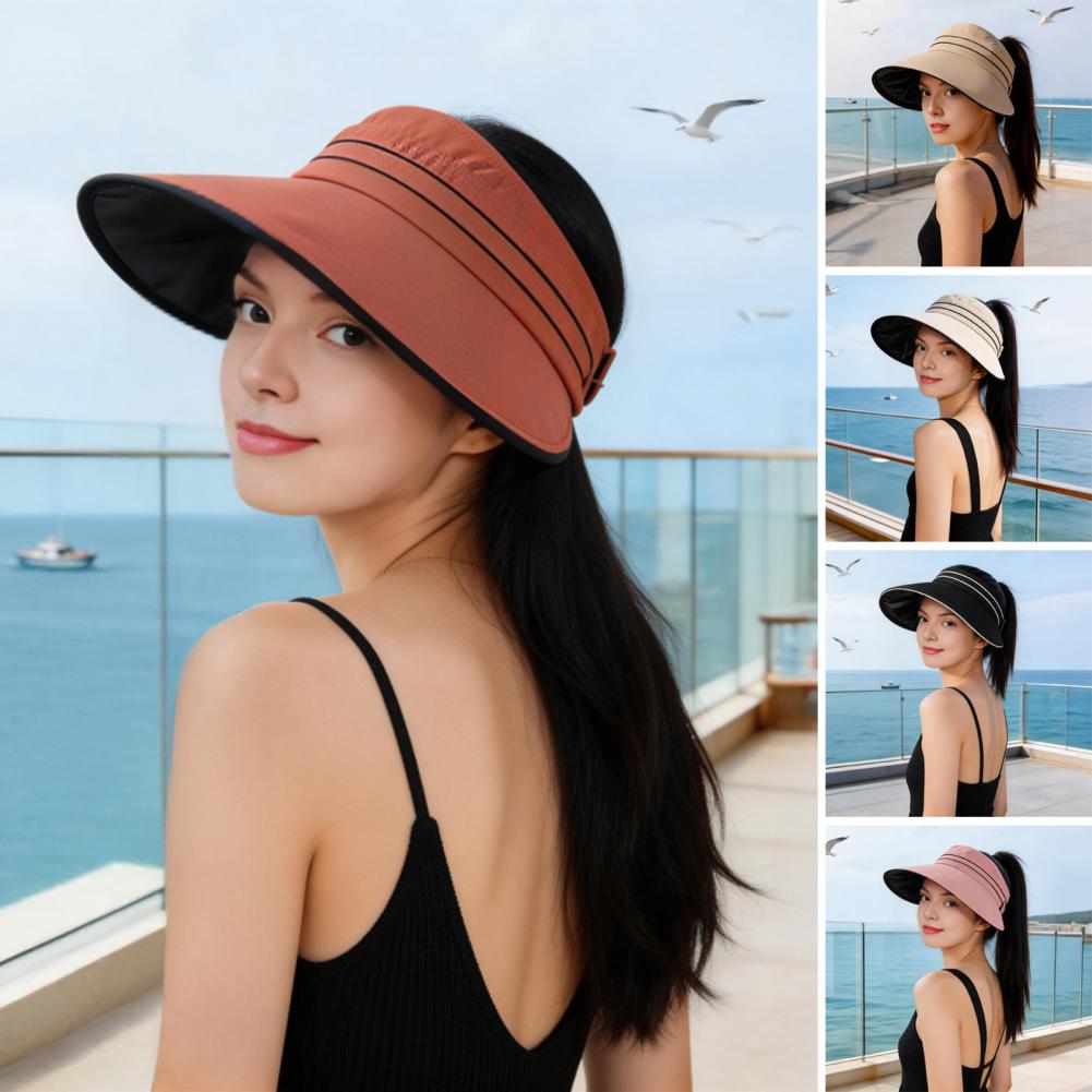 Hat Floppy Wide - At kuyruğu delikli kadın güneş şapkası