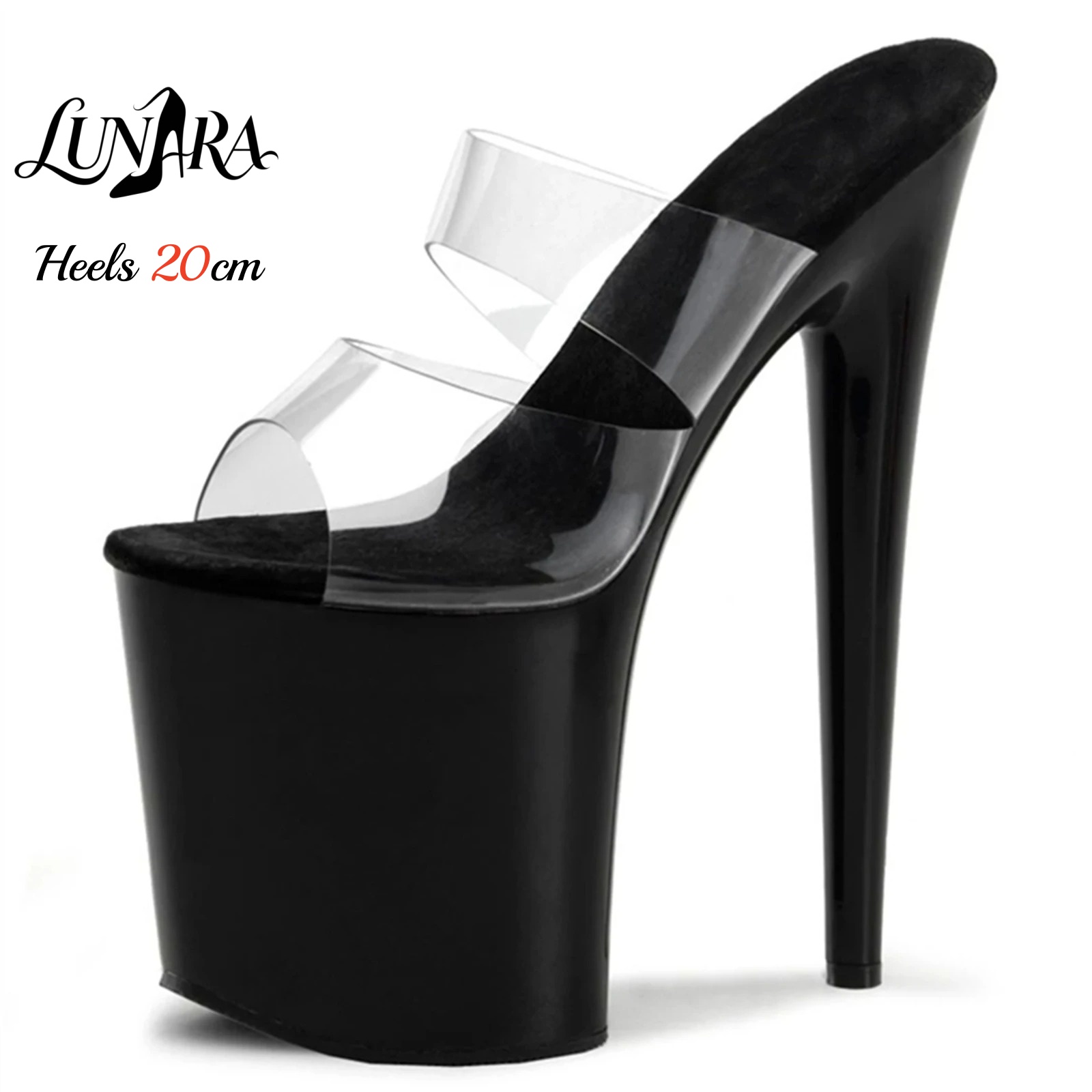 Sandal Strappy Heeled - 20 cm Şeffaf PVC Askılı Ultra