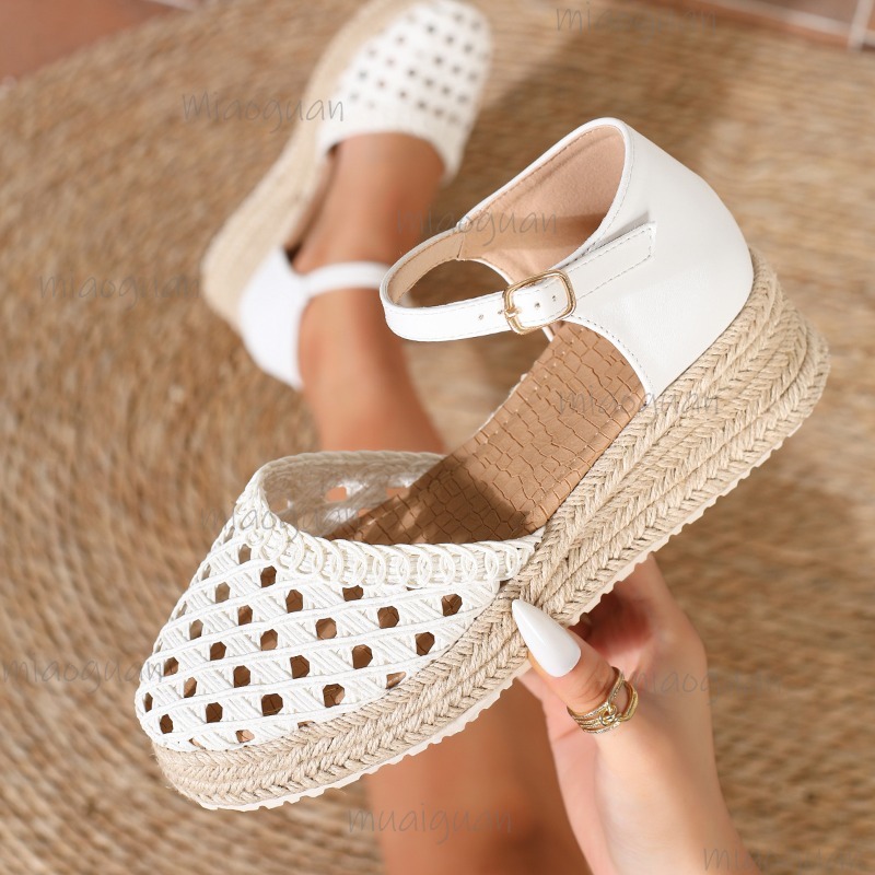 Wedge Espadrille Women - Boho Kadınlar İçin Oymalı Dokuma Espadril