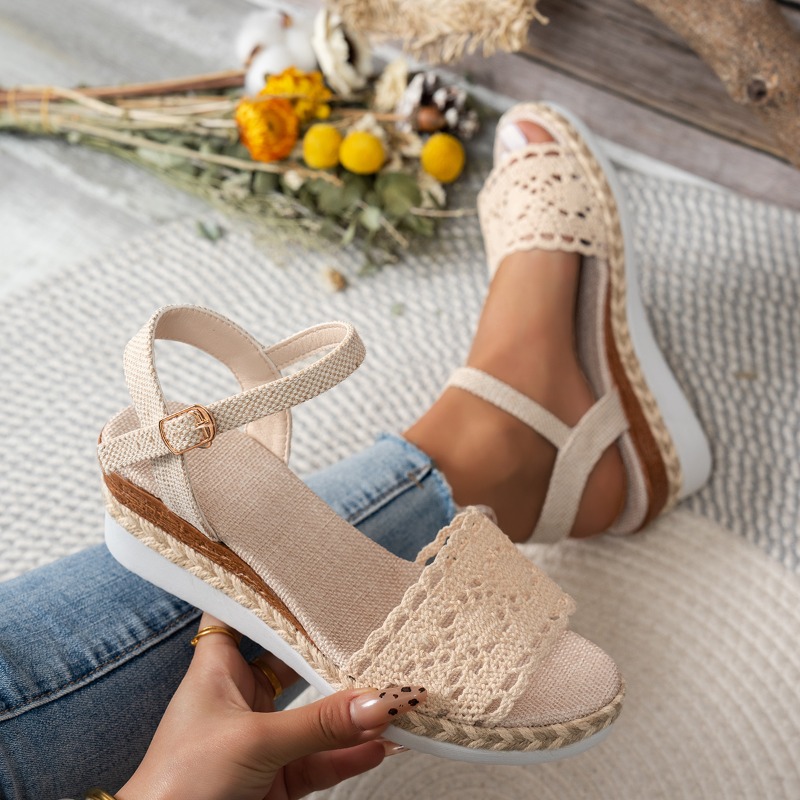 Wedge Espadrille Women - Kadın Dantel Dolgu Topuklu Sandalet Espadrille