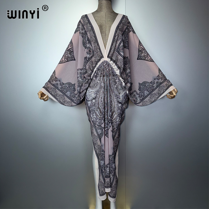 Cover Up Kaftan - WINYI V Yaka Seksi Elbise Arap