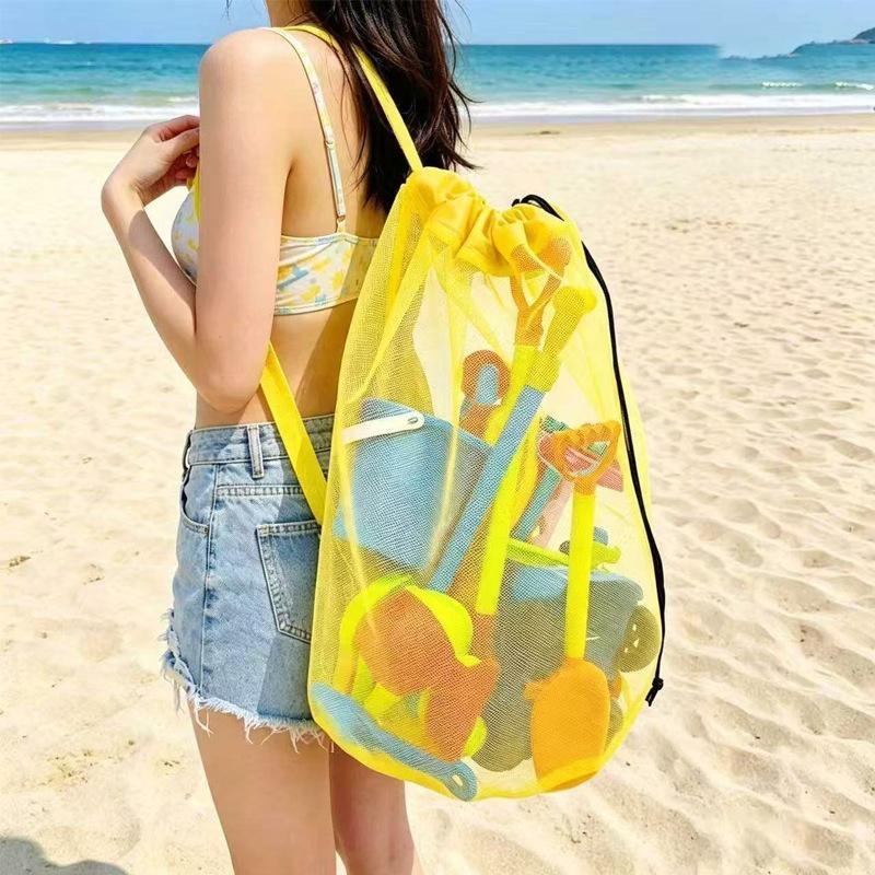 Tote Bag Beach - Büyük Kapasiteli Taşınabilir Örgü Plaj Saklama