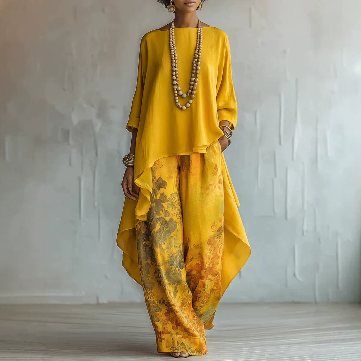 Linen Pant Wide - Kadın 2 Parça Keten Kıyafet Seti,