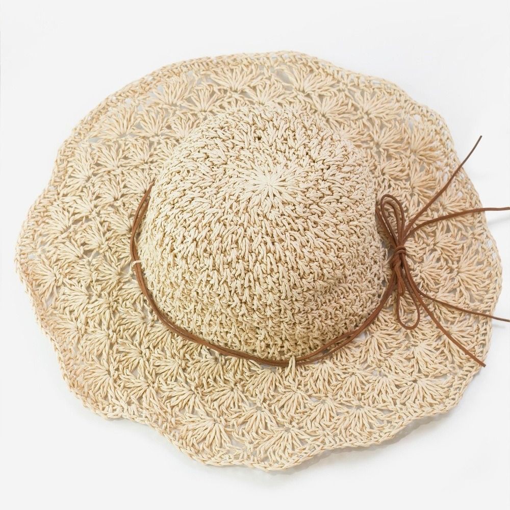 Hat Floppy Wide - El yapımı kroşe hasır şapka geniş