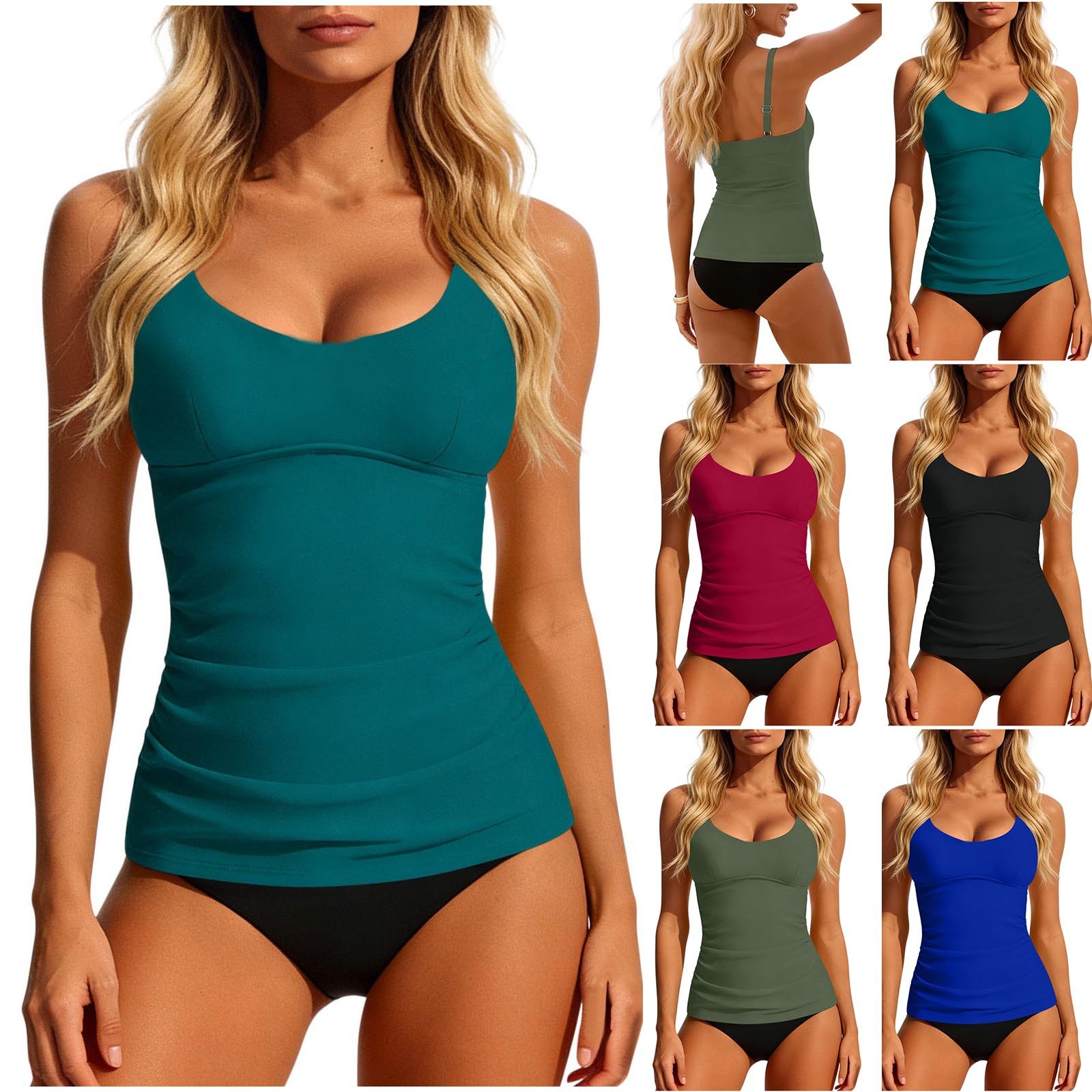 Swimsuit Bikini Ruched - Kadınlar için 2026 Tankini Teal Yuvarlak