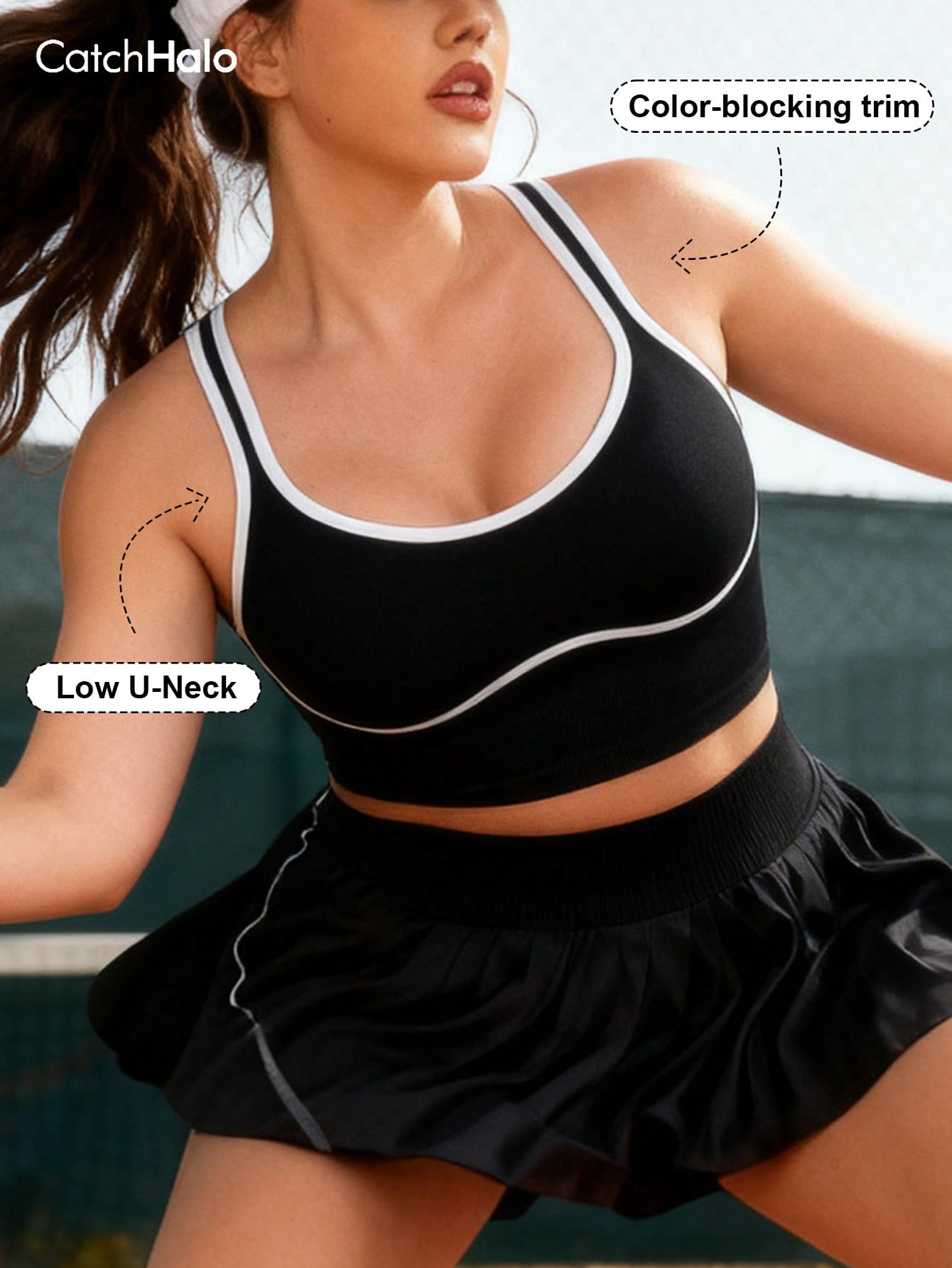 Crop Top Crochet - Kadın Büyük Beden Dikişsiz Bralet Kontrast
