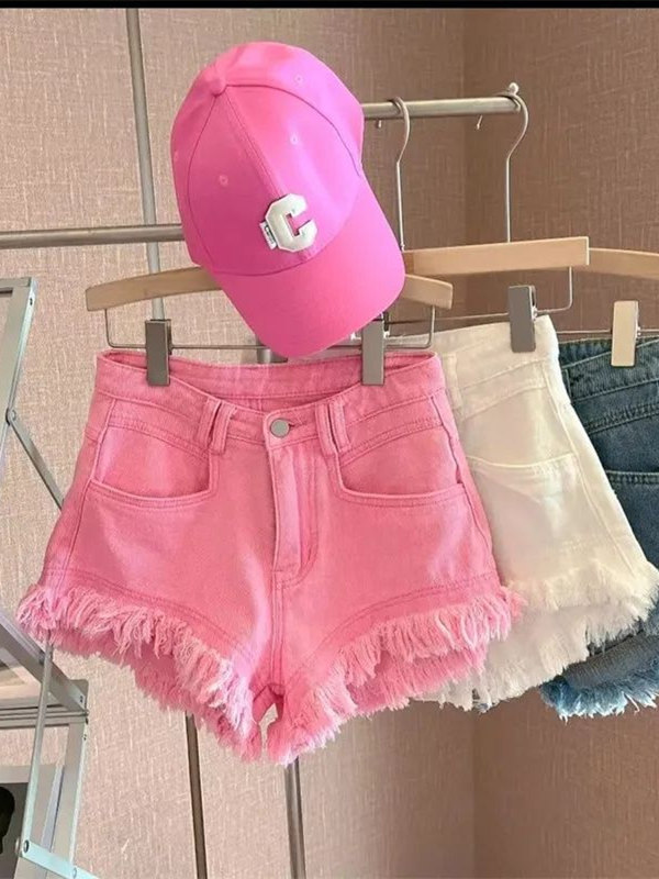 Shorts Denim Frayed - Günlük Kore Tarzı Yıpranmış Kenarlı Kot