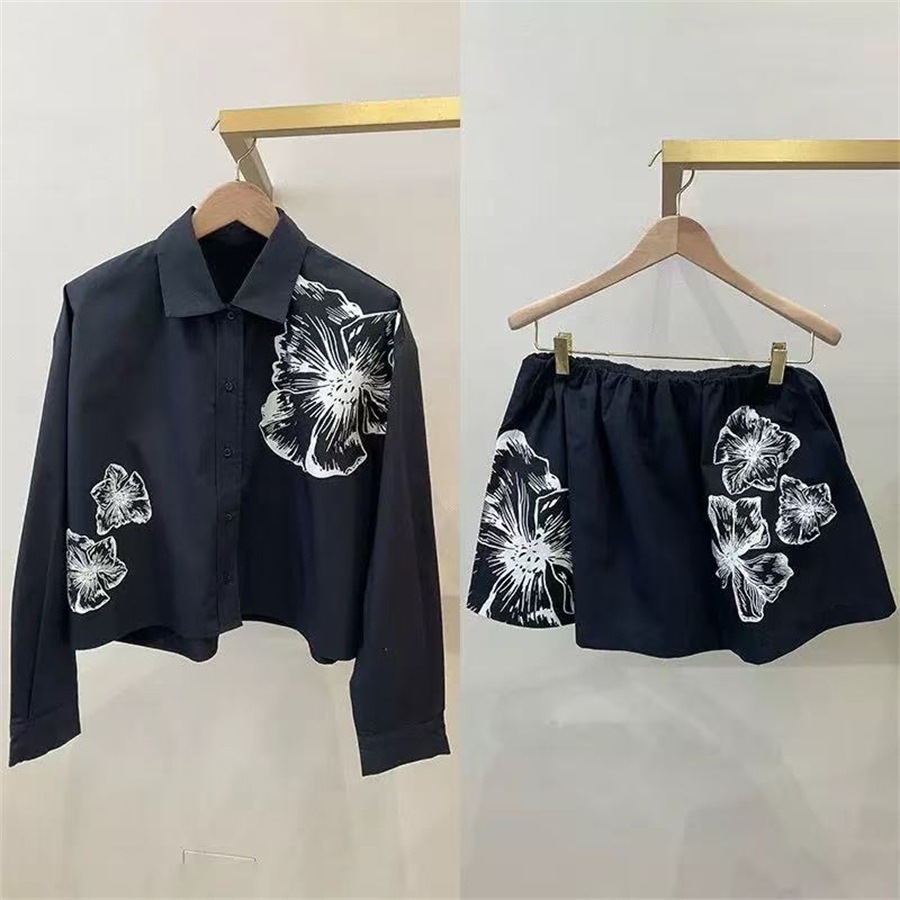 Romper Floral Print - Romantik Beyaz Çiçek Baskılı Gömlek Ve