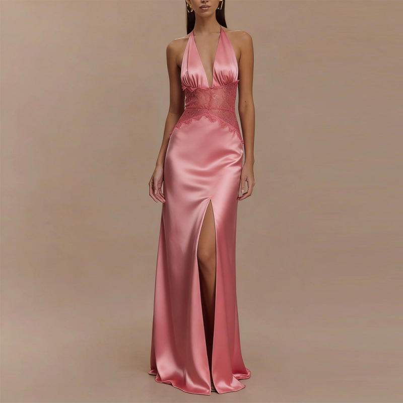 Maxi Dress Halter - Seksi Sırtı Açık Halter Maxi Elbise
