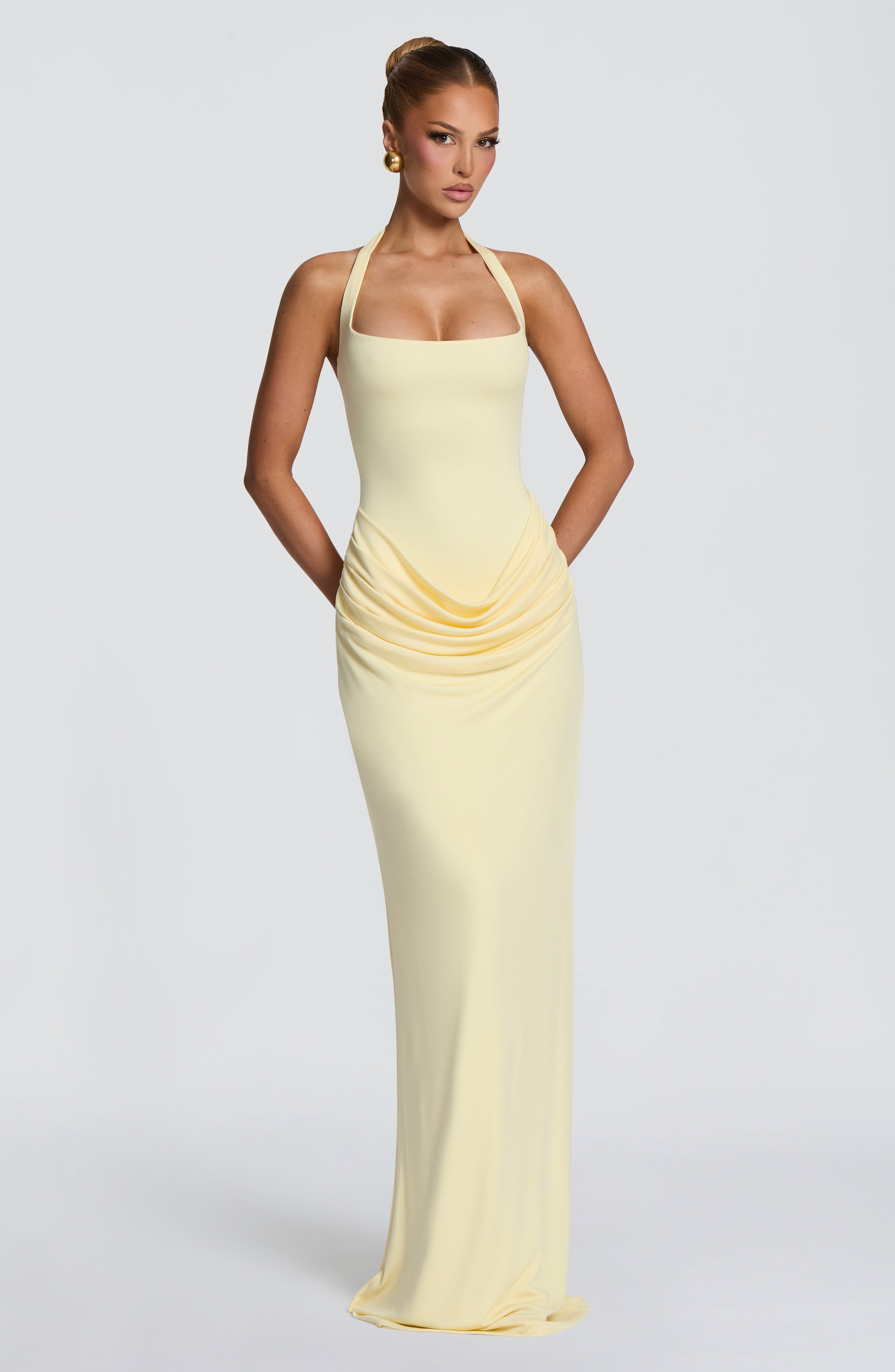 Maxi Dress Halter - Halter Yaka Kare Kesim Maksi Elbise