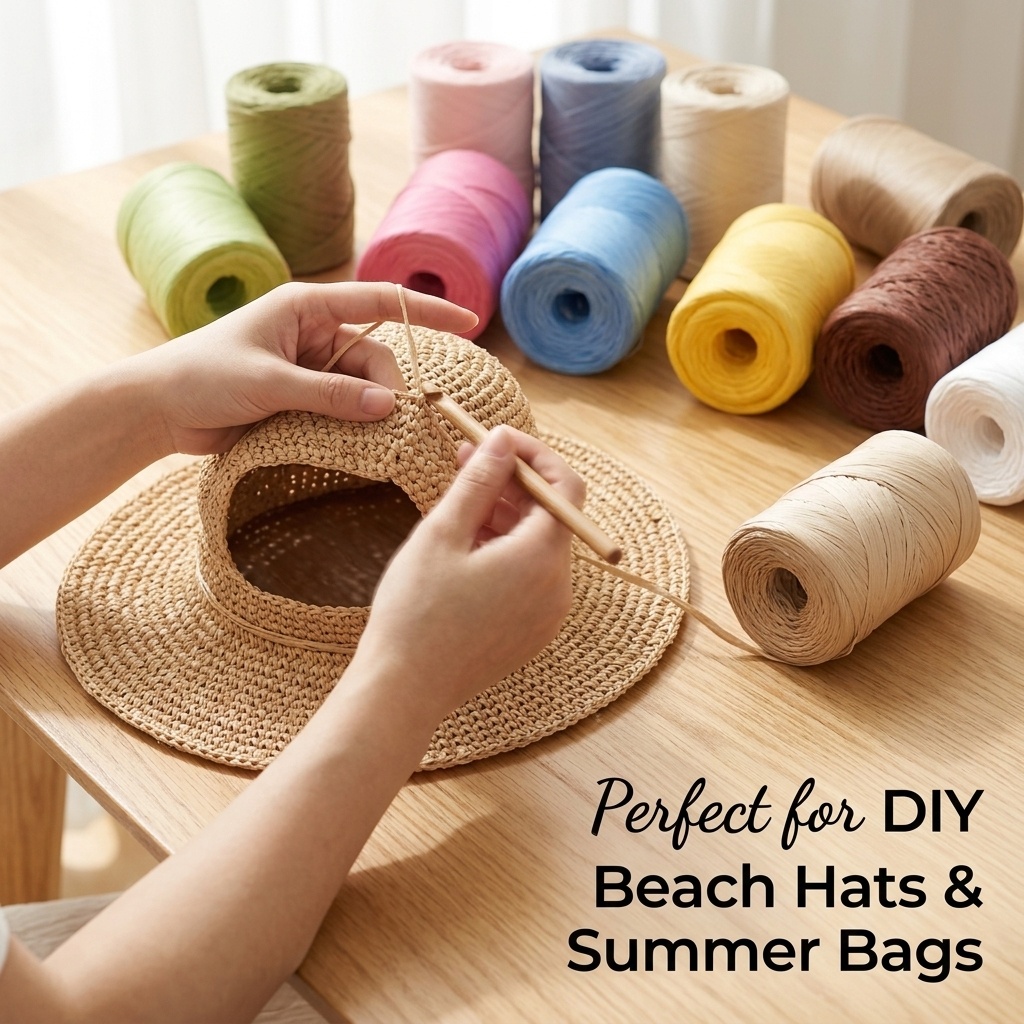 Crochet Bag Raffia - 150m DIY Doğal Kağıt Rafya İpliği