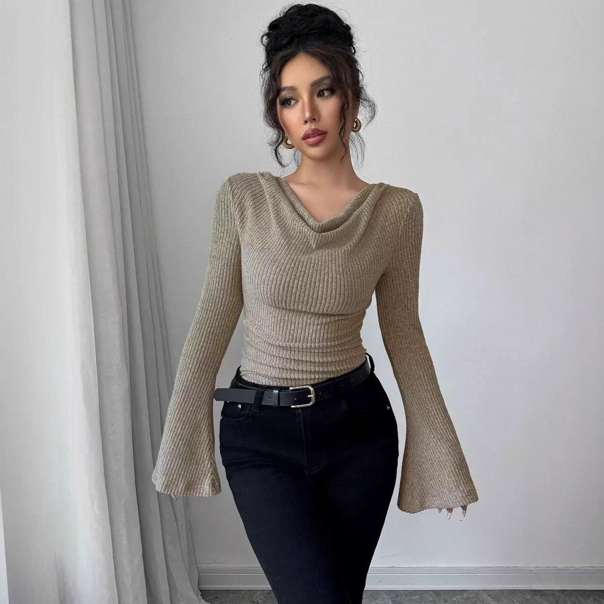 Kadın Bluzu Uzun Kollu Düz Ren - Blouse Off Shoulder incelemesi ve fiyatı