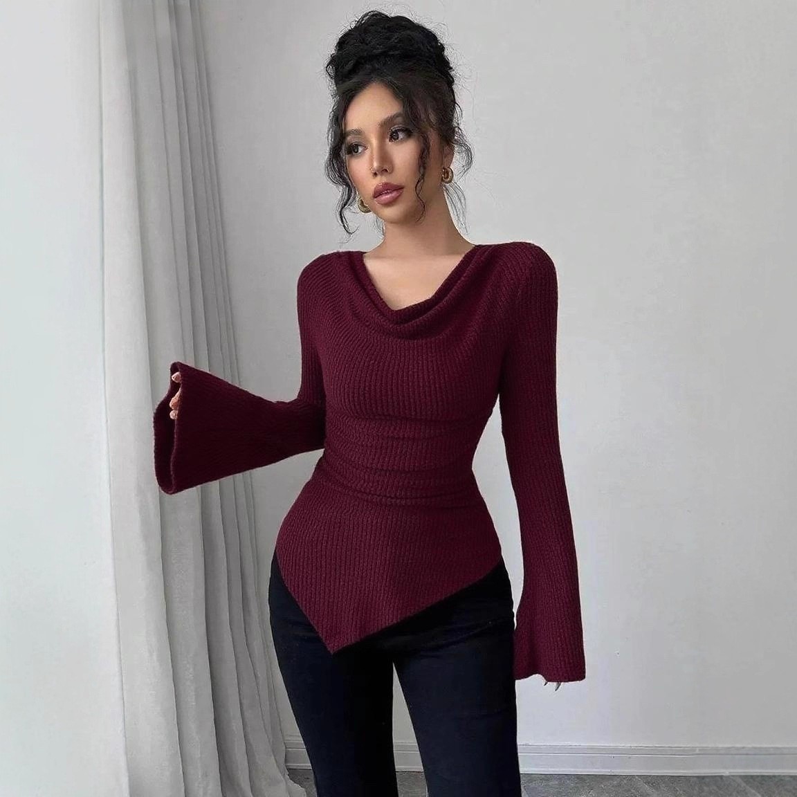 Kadın Bluzu Uzun Kollu Düz Ren - Blouse Off Shoulder incelemesi ve fiyatı