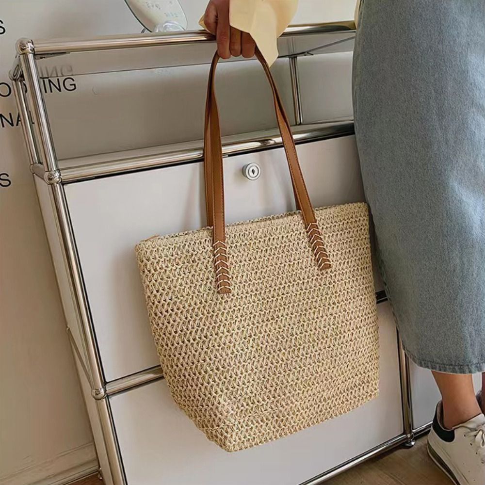 Moda Düz Renk Örgü Hasır Tote  - Tote Bag Beach incelemesi ve fiyatı