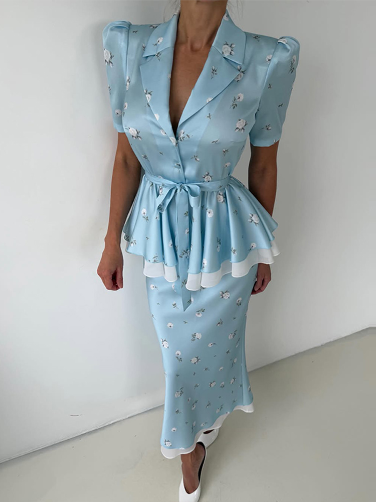 Çiçek Desenli Blazer Ceket Ete - Midi Skirt Floral incelemesi ve fiyatı