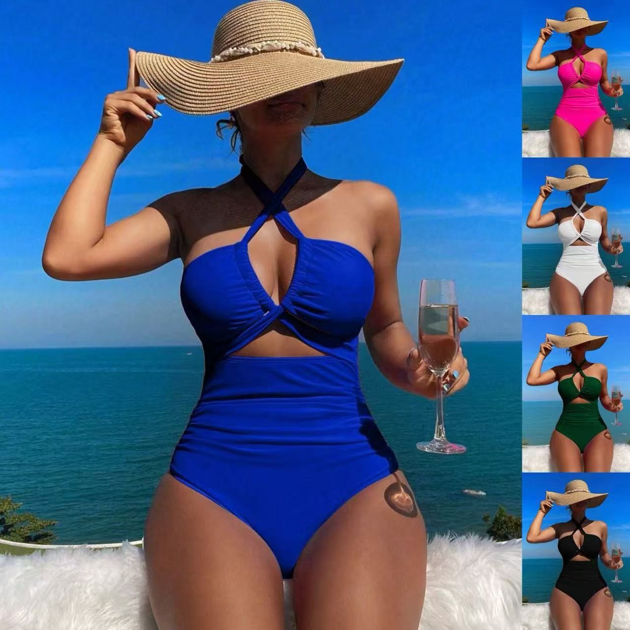 Kadın Mayo Halter Yaka Düz Ren - Swimsuit Bikini Ruched incelemesi ve fiyatı