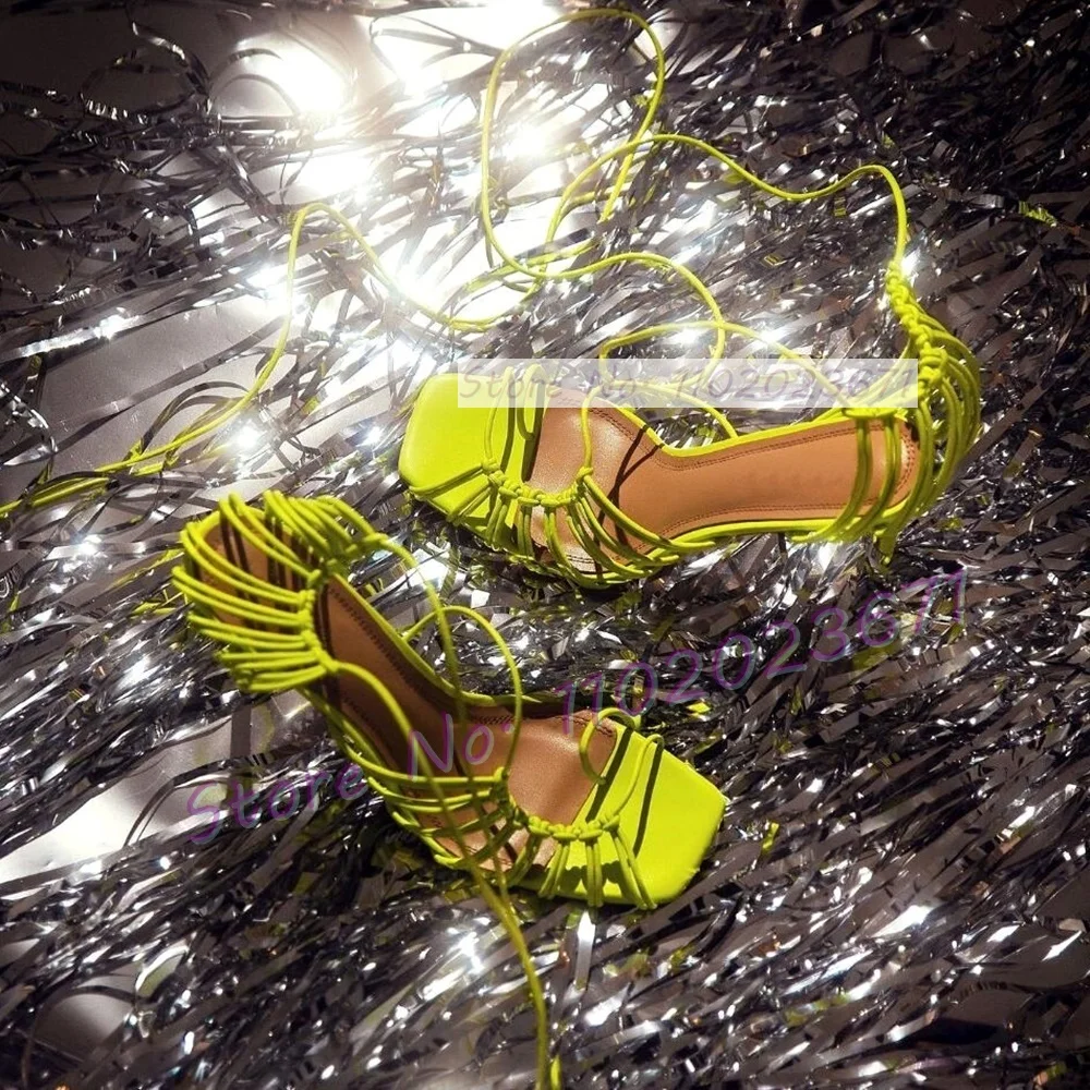 Chic fitilli dantel-up kafesli - Sandal Strappy Heeled incelemesi ve fiyatı