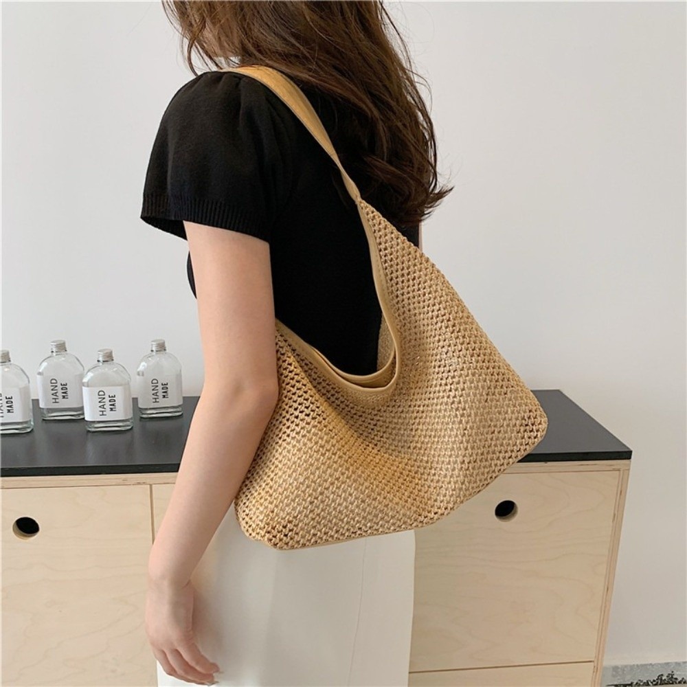 Sevimli Düz Renk Örgü Hasır Ça - Tote Bag Beach incelemesi ve fiyatı