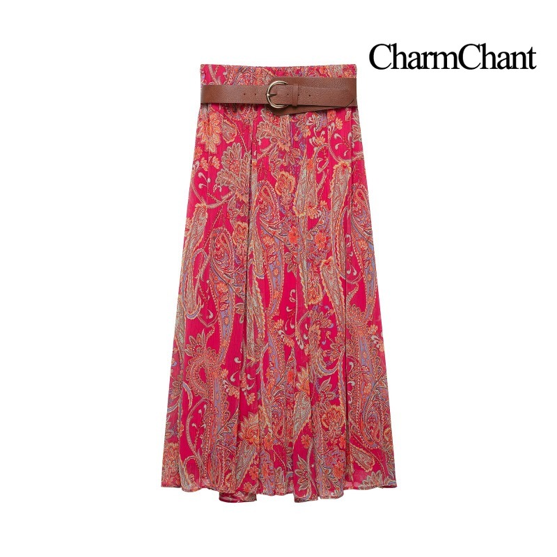 CHARMCHANT Kadın Paisley Desen - Midi Skirt Floral incelemesi ve fiyatı