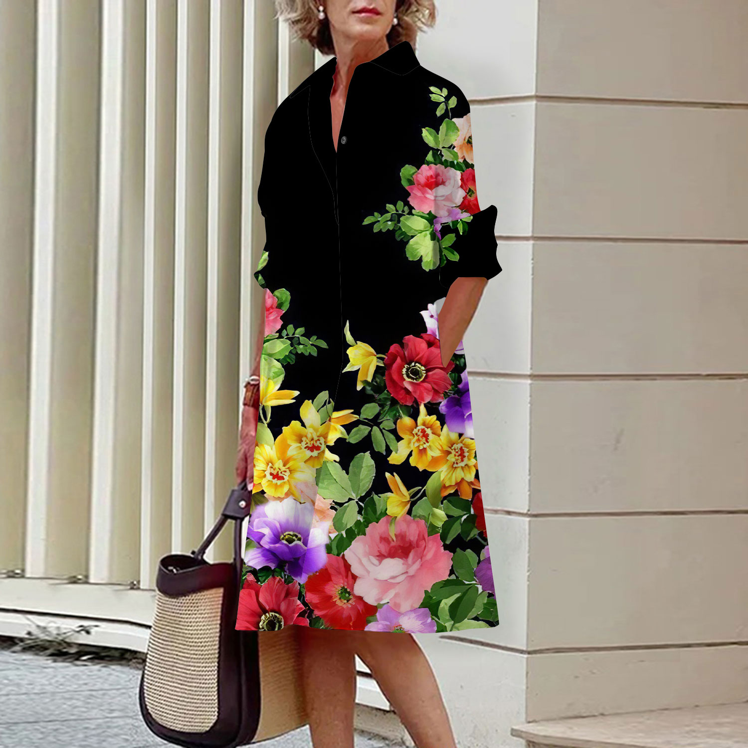 Çiçek Desenli Gömlek Elbise Za - Midi Skirt Floral incelemesi ve fiyatı