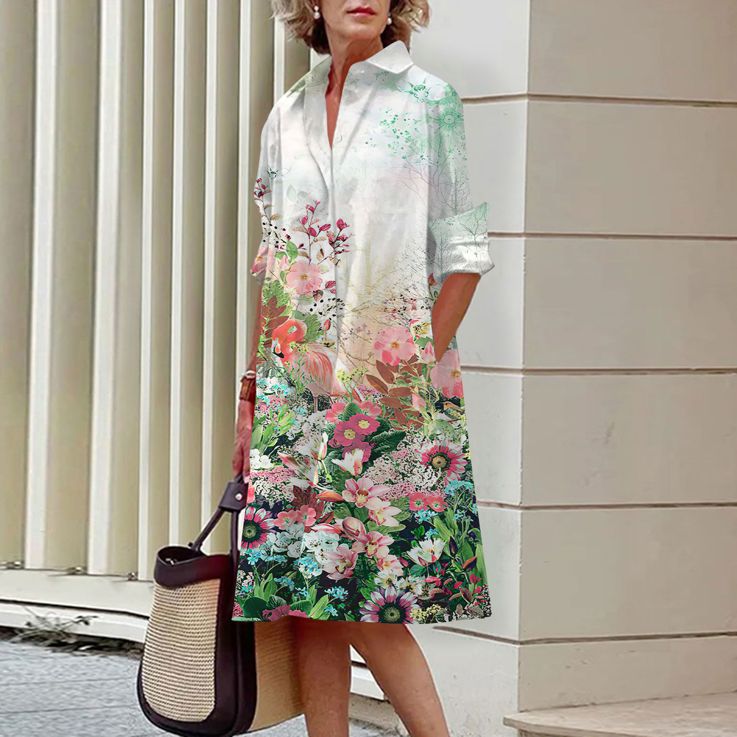 Çiçek Desenli Gömlek Elbise Za - Midi Skirt Floral incelemesi ve fiyatı