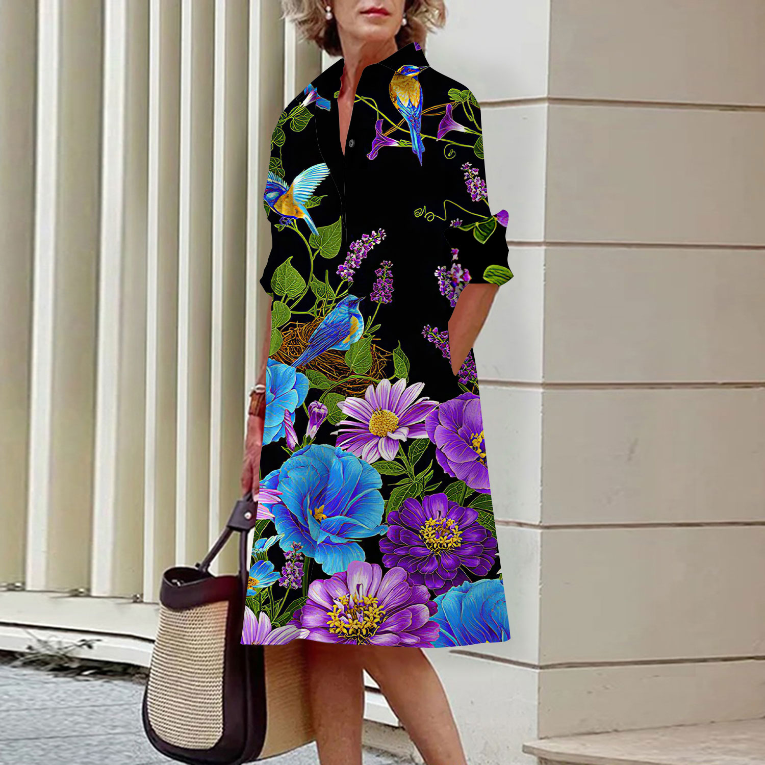 Çiçek Desenli Gömlek Elbise Za - Midi Skirt Floral incelemesi ve fiyatı