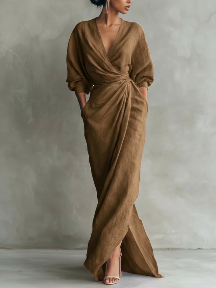 Kadın Keten Karışımı Wrap Maxi - Linen Dress Wrap incelemesi ve fiyatı