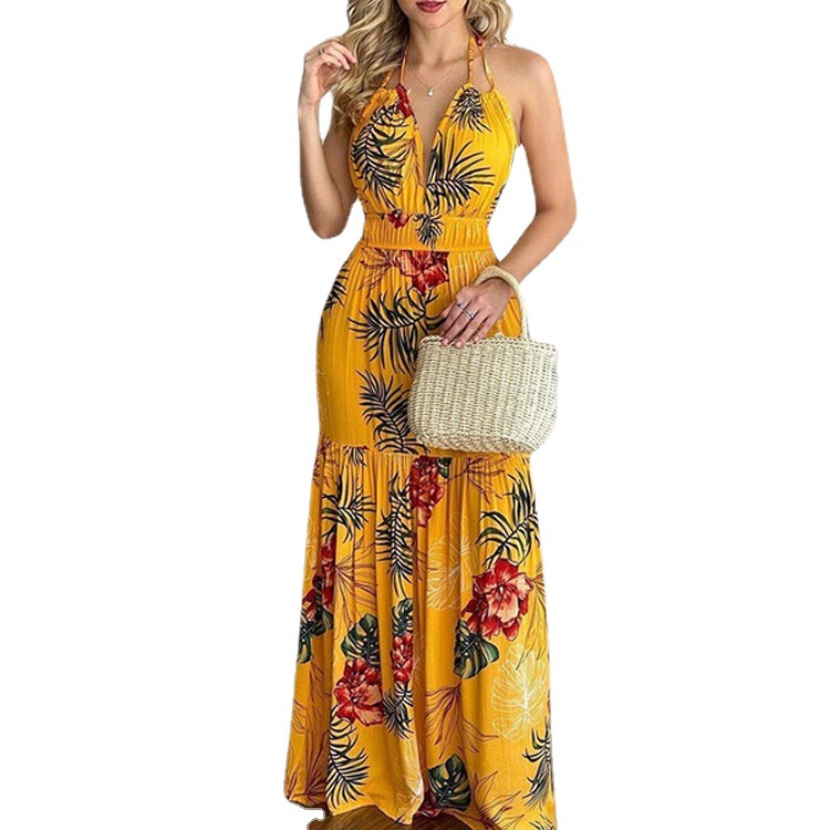 Çiçekli Maxi Elbise Uzun Sırtı - Maxi Dress Halter incelemesi ve fiyatı
