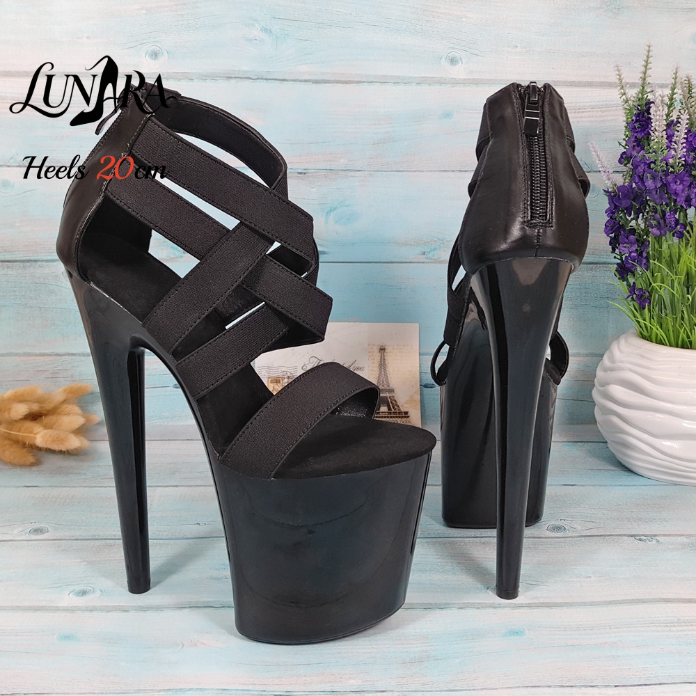Kadınlar için 20cm/8 inç Siyah - Sandal Strappy Heeled incelemesi ve fiyatı