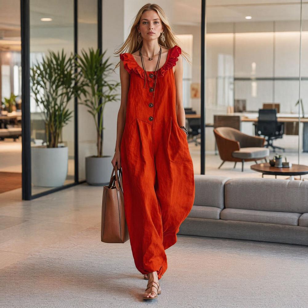 Rahat Kesim Tulum Kadın Kadın  - Jumpsuit Linen Relaxed incelemesi ve fiyatı