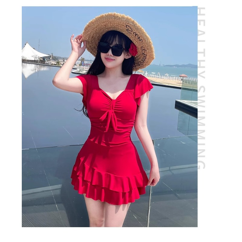 Kadın Kırmızı V Yaka Etekli Te - Swimsuit Bikini Ruched incelemesi ve fiyatı
