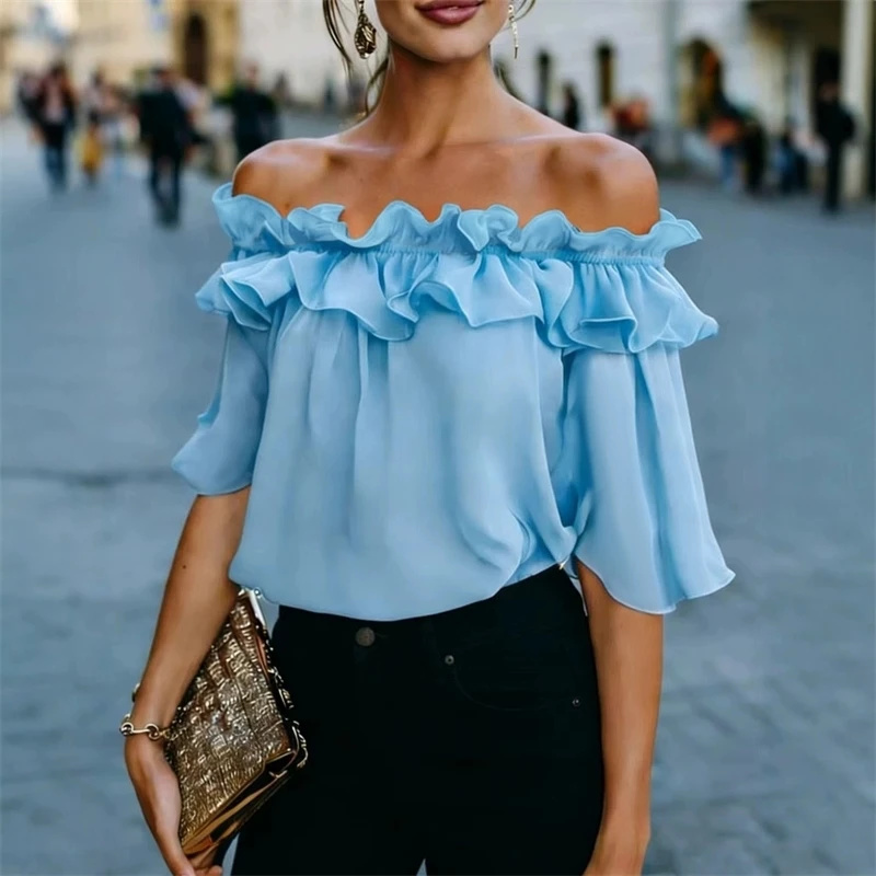 Kadın Düşük Omuzlu Fırfırlı Bl - Blouse Off Shoulder incelemesi ve fiyatı