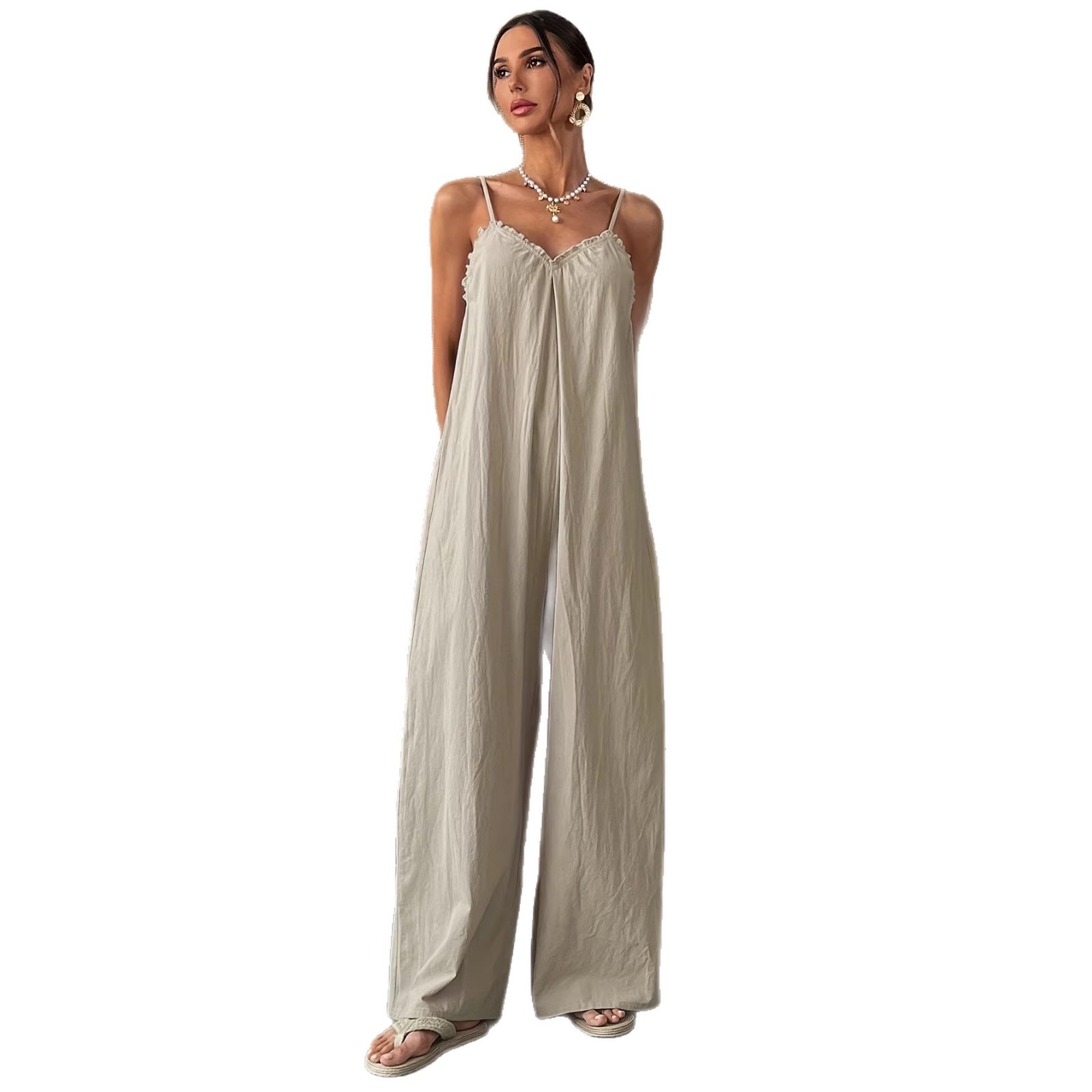 Yazlık Kadın Tulumu Kolsuz V Y - Jumpsuit Linen Relaxed incelemesi ve fiyatı