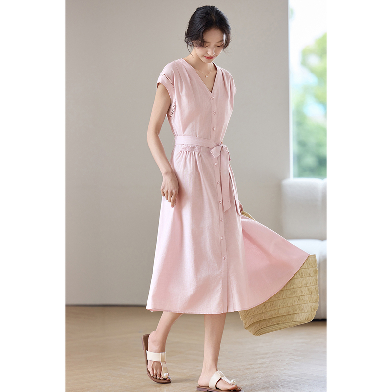 SENTUBILA kadın Midi Pembe Elb - Linen Dress Wrap incelemesi ve fiyatı