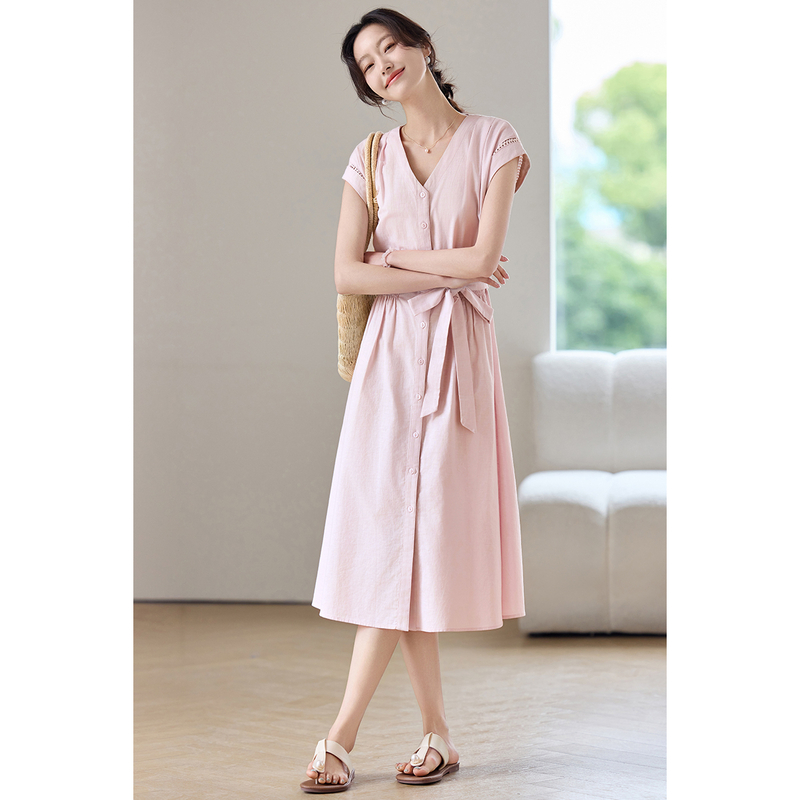 SENTUBILA kadın Midi Pembe Elb - Linen Dress Wrap incelemesi ve fiyatı