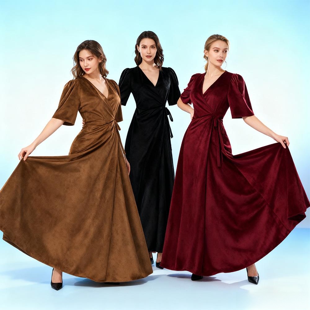 Bayanlar Uzun V Yaka Kruvaze İ - Linen Dress Wrap incelemesi ve fiyatı
